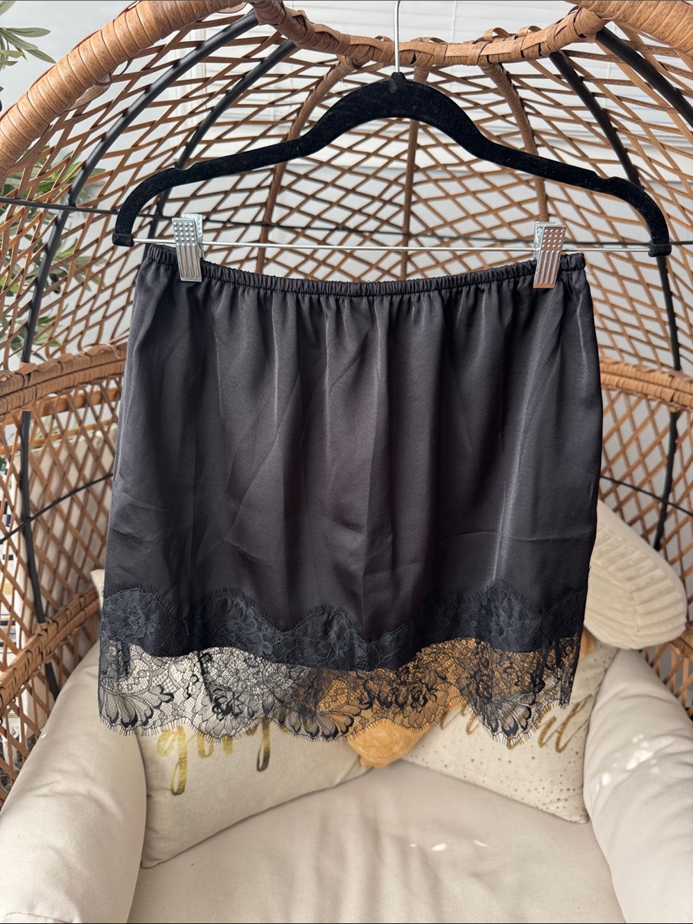 Black Lace Hem Skirt with shorts underneath
